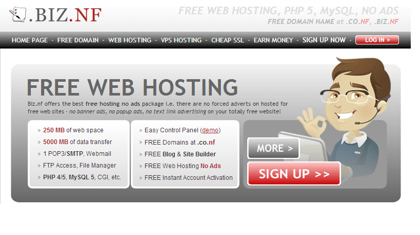 free domain, free hosting, BIZ.nf