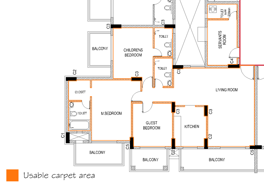 carpet area calculation