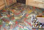 creative inexpensive flooring ideas, Bottle-Cap-mounted-Flooring, creative inexpensive flooring ideas,