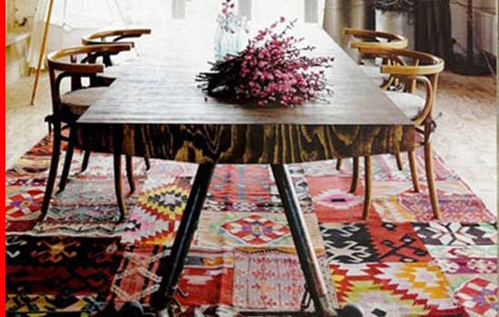 cloth-leather-Patchwork-Flooring, creative inexpensive, flooring ideas,