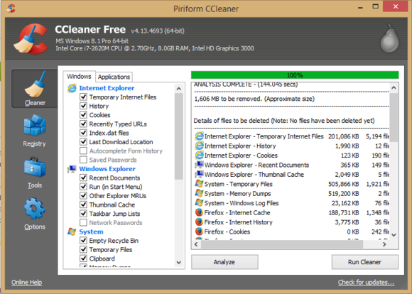 ccleaner, Clean out your PC,