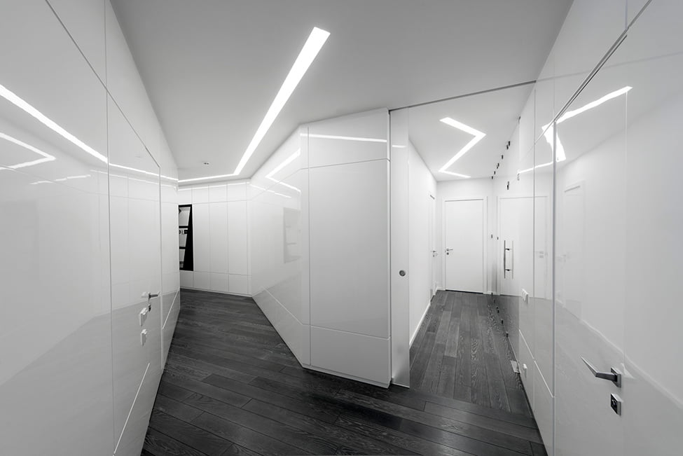 Modern Interior Design in Black and White, Geometrix Design, Moscow, Contemporary Interior, Interior Design Ideas, Futuristic Interior Design,