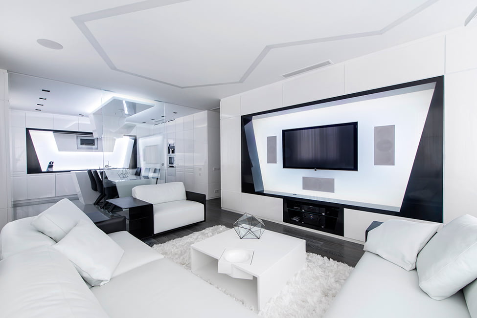 Modern Interior Design in Black and White, Geometrix Design, Moscow, Contemporary Interior, Interior Design Ideas, Futuristic Interior Design,