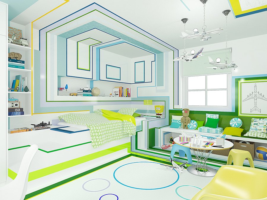 geometric patterns in interior design, child bedroom interior design,