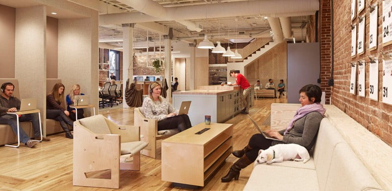 Airbnb, airbnb office interior, Portland, Office Interior, office space Design, open space office, Freedom to Employees,