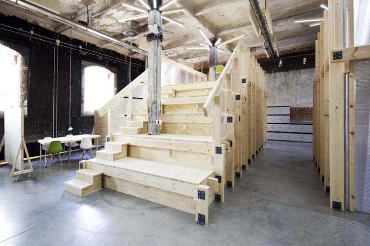 Modern Workspace, stair, wooden stair,