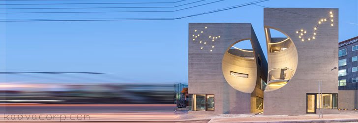 Two Moon Junction, Twin House, Architectural Designs, Concave Exposed Concrete Texture Facades, Ar. Moon Hoon, Seoul, South Korea,