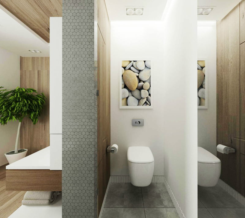 Introduce greenery between bathroom vanities and tub to feel nature close to you 2,