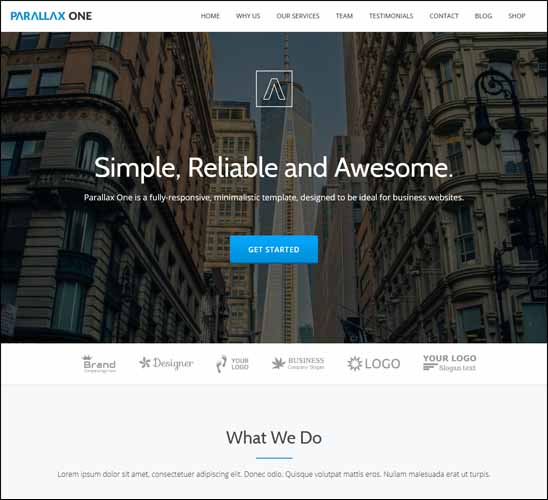 PARALLAX ONE FREE WORDPRESS THEME, Free Responsive WordPress Themes,