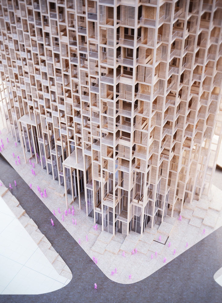 Vertical Green Tower Housing architecural model 1