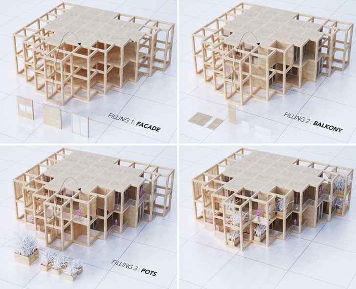 Vertical Green Tower Housing architecural model