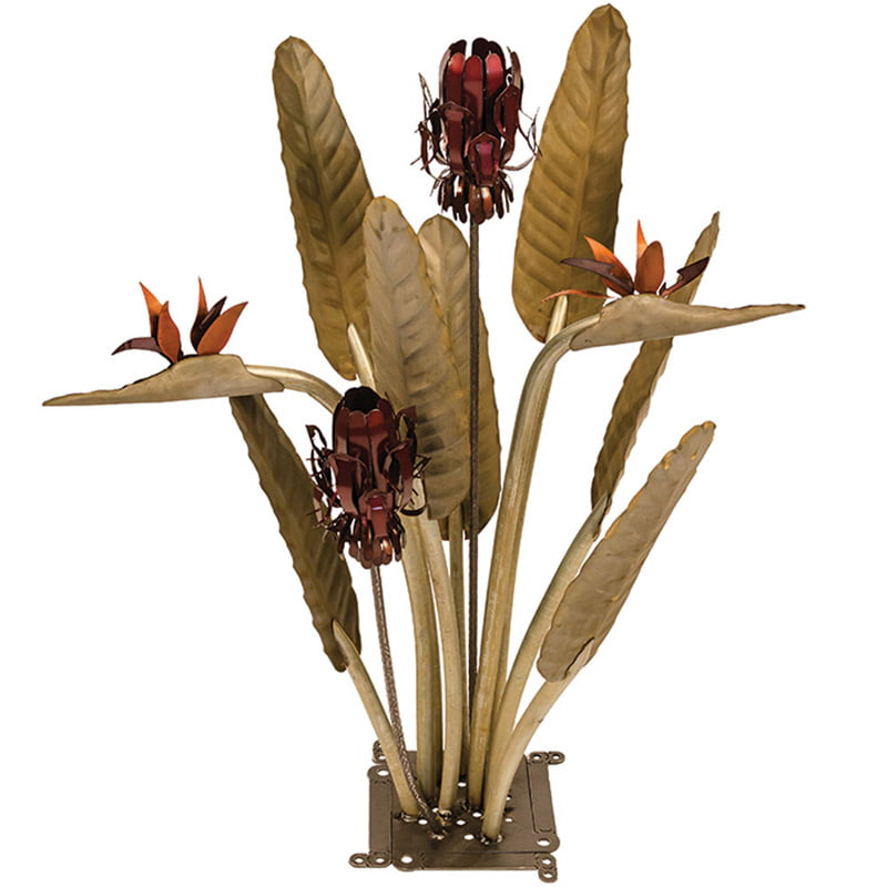 Birds of Paradise Statue with two garden lamps 1