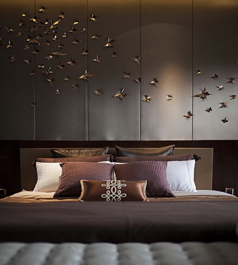 romantic brown color of bedroom decoration