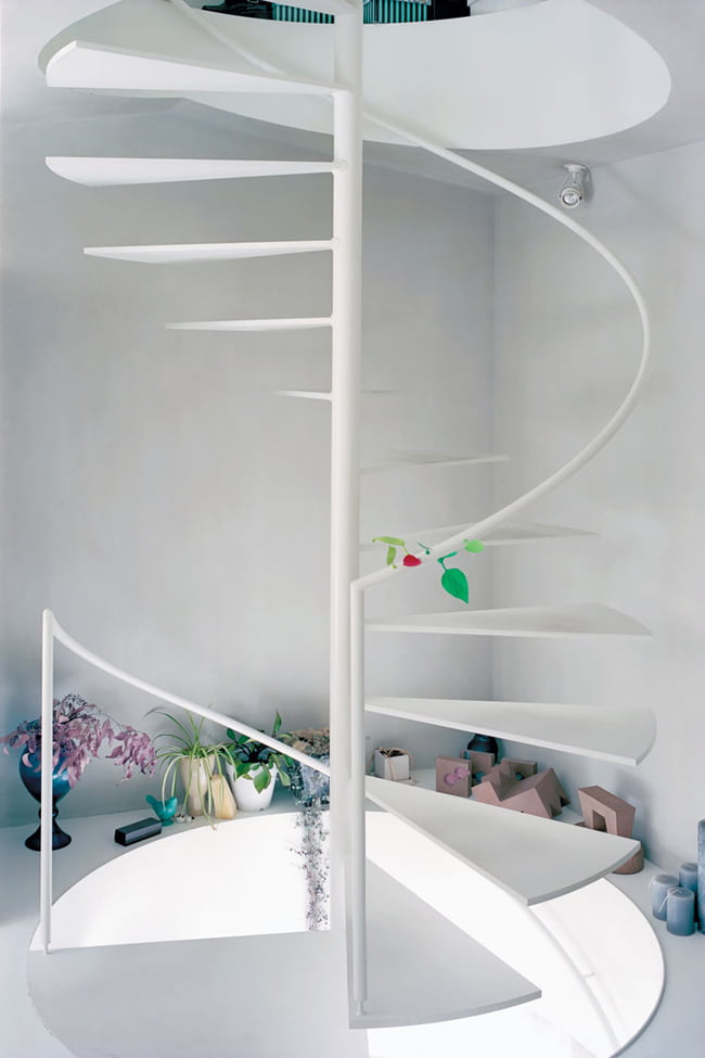 pure-white-colored-spiral-staircase