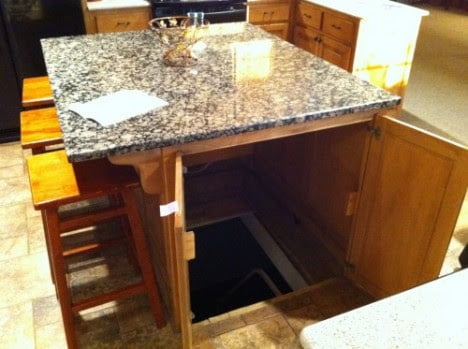 Hidden Door for Storm Shelter Under a Kitchen Island