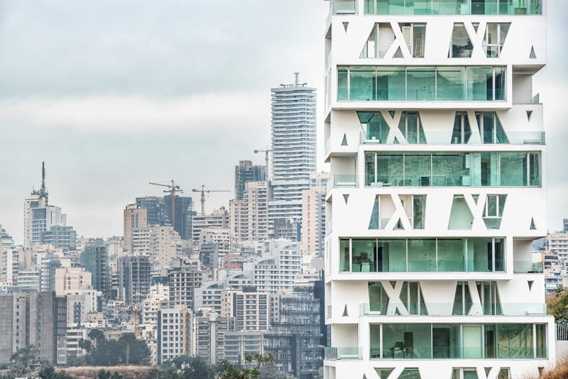 Residential Tower Elevation with the cube Stacked Box By Orange Architects in Beirut, Lebanon (4)