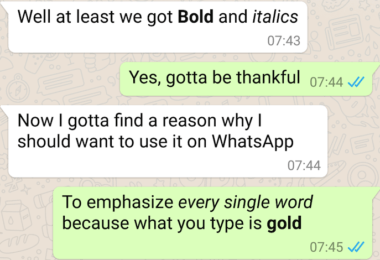 BOLD Added in Whatsapp,