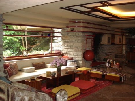 mid century modern furniture of Fallingwater by Frank Lloyd Wright