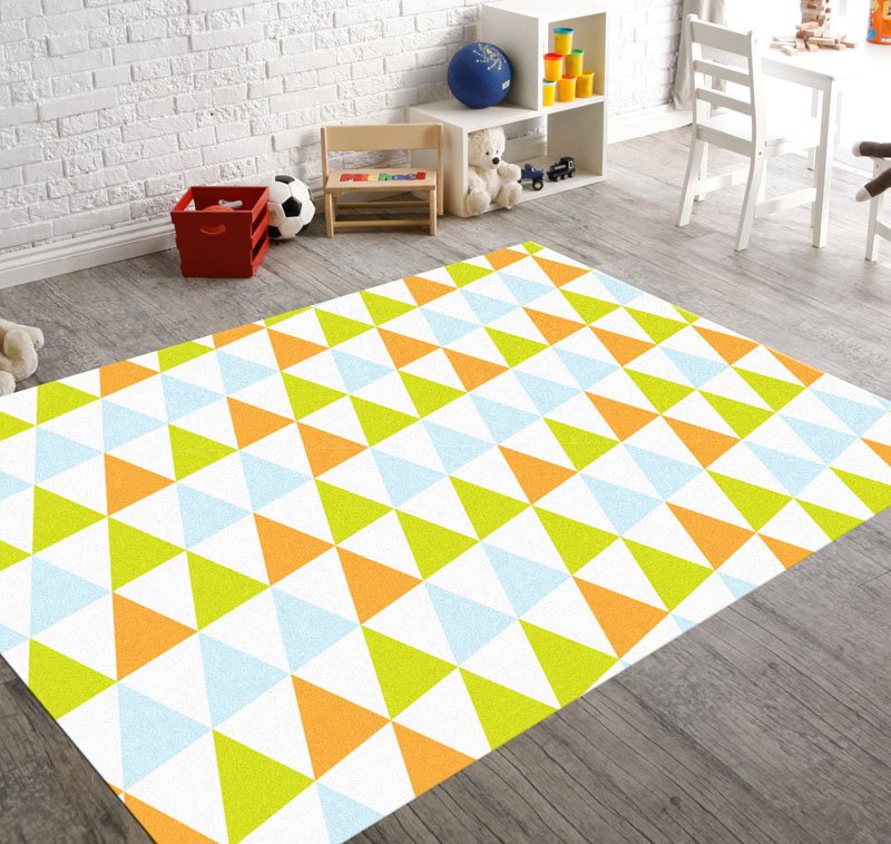 colorful bold geometric pattern rugs for kids