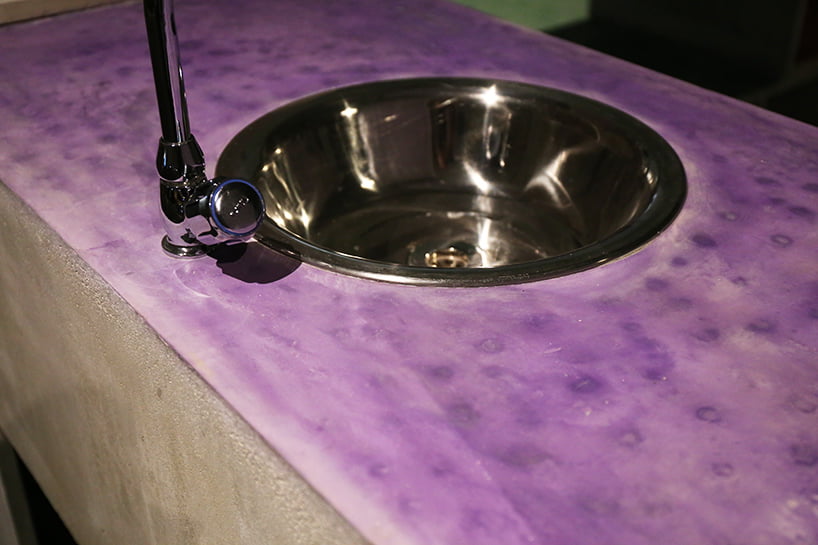 countertop inset sink detail in modular house interior
