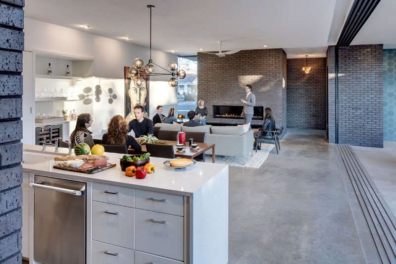 exposed brick touch with white finished wall in home interior