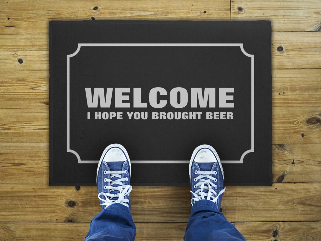 welcome-hope-you-brought-beer-doormat-tagline