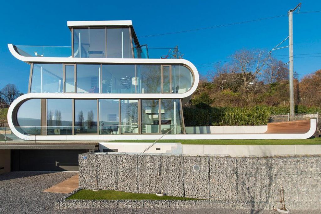 Ribbon like white facade
