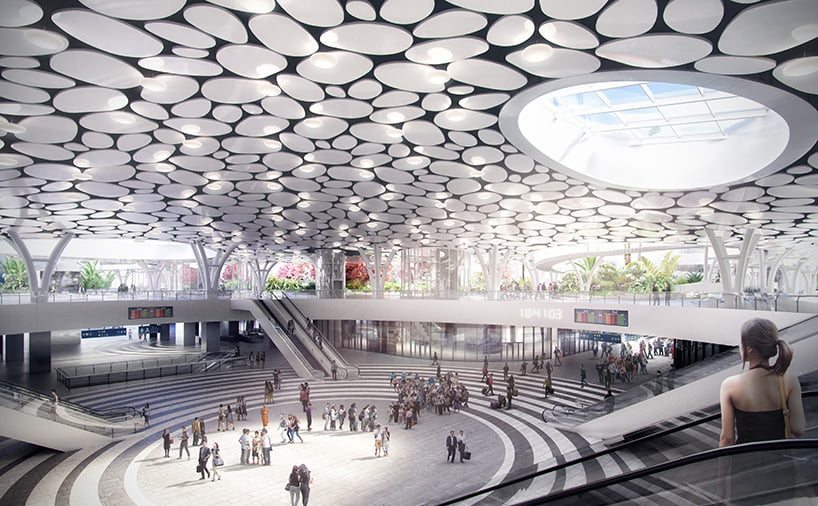 central plaza of transport hub of mecanoo-kaohsiung-station