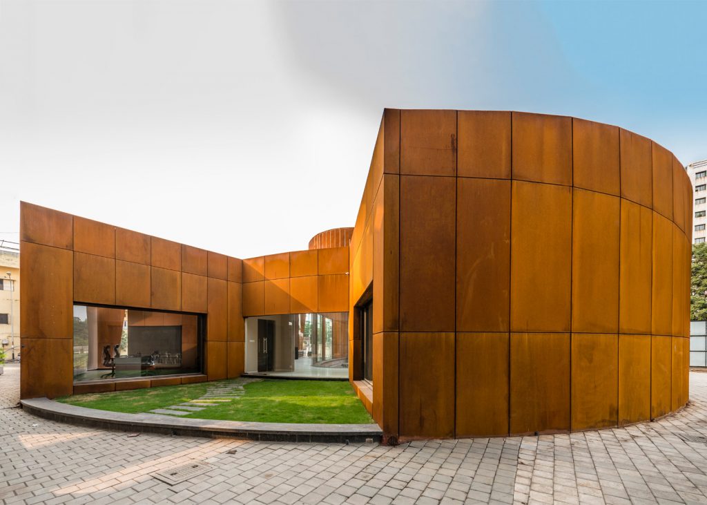 courtyard facing office space