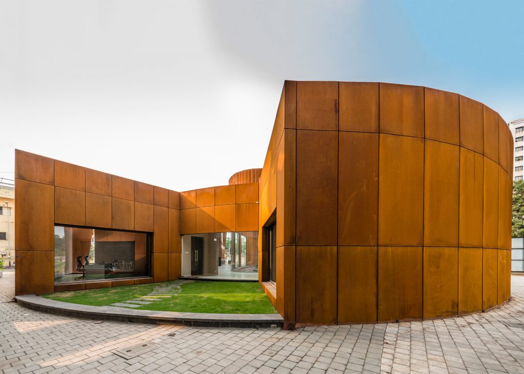 courtyard facing office space