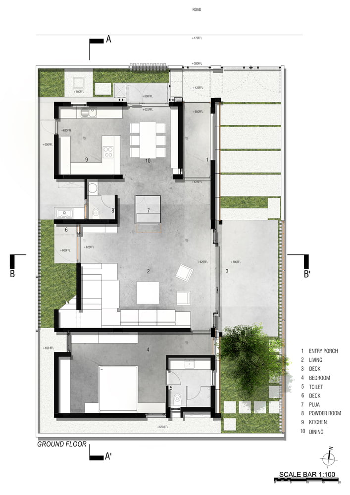 GROUND_FLOOR_PLAN of Badri Residence A Modern Indian House Architecture Paradigm