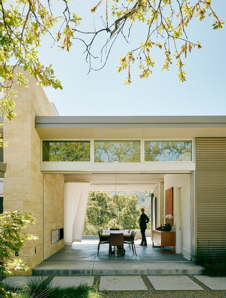 dining area features sliding glass doors by Fleetwood