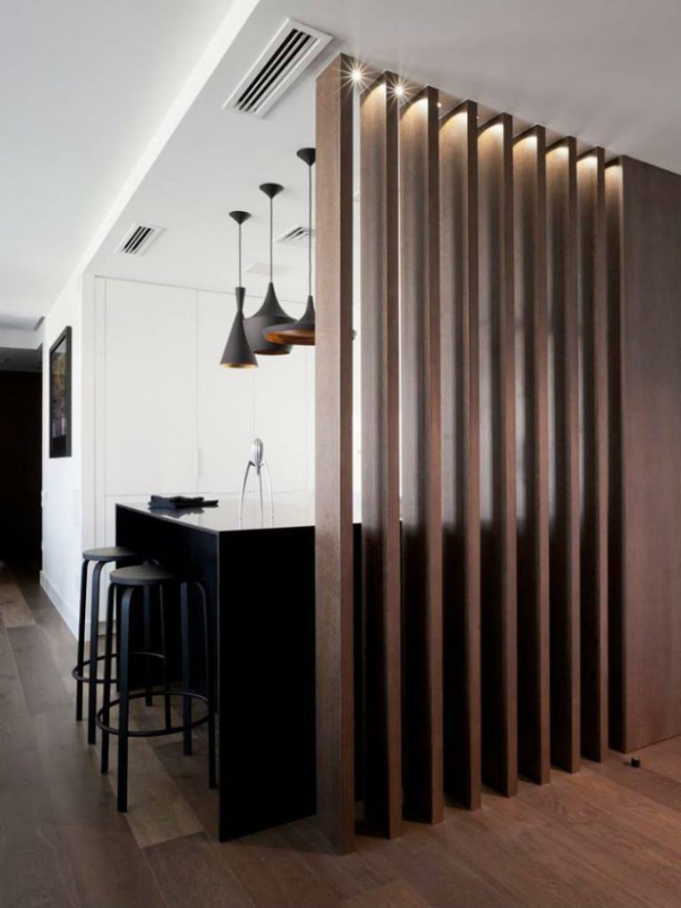 wooden partition designs between living dining,
