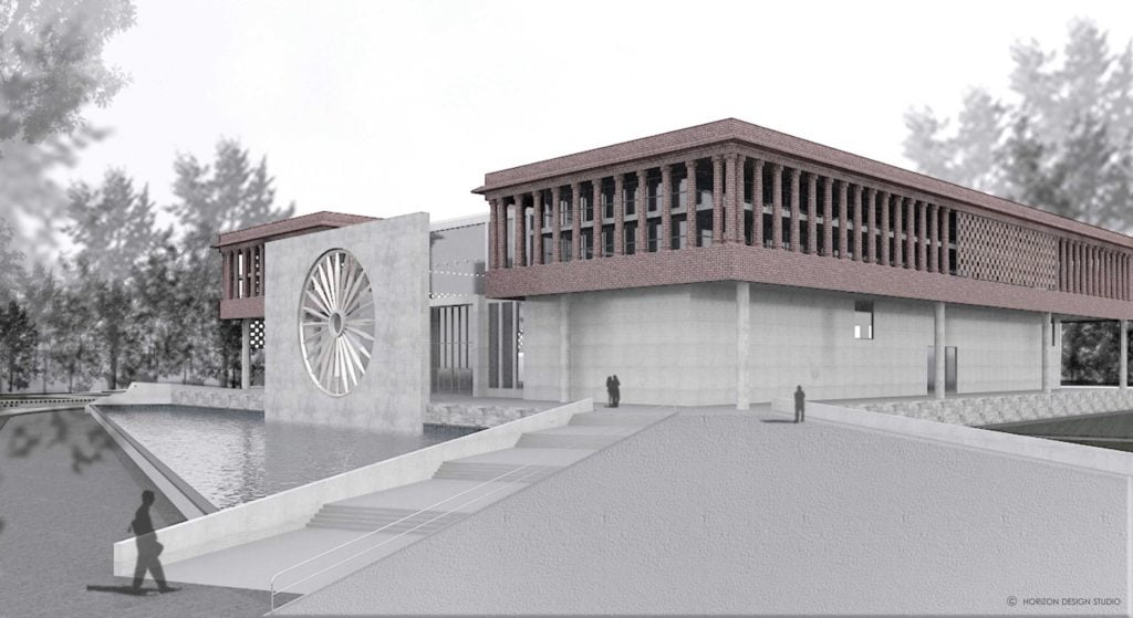 FRONT AND EAST SIDE VIEW OF PROPOSED WAR MUSEUM,