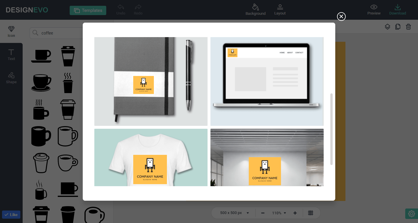 Free online logo maker and download with DesignEvo without any skill