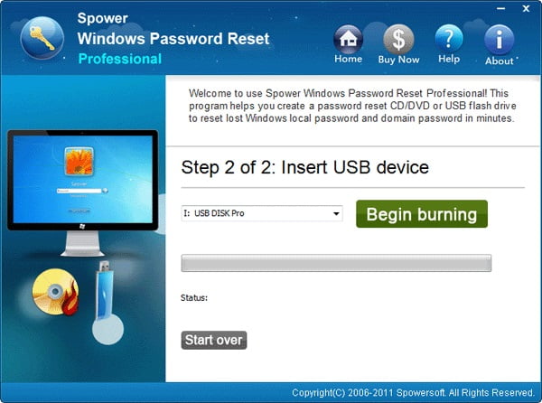 click begin burning to unlock asus laptop forgot password,