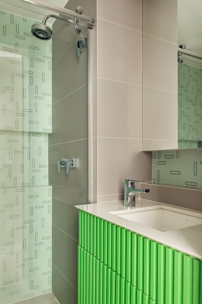 subway tiles in turquoise color,