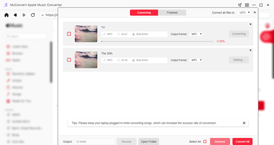 Converting MuConvert Apple Music Converter