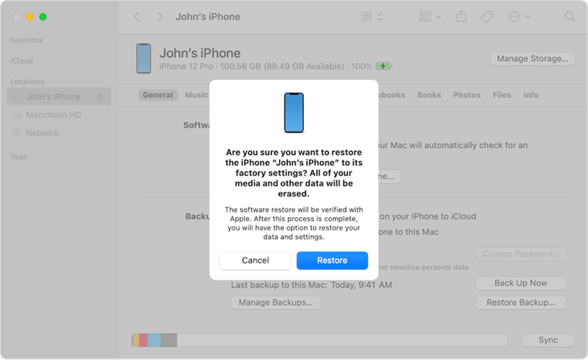 Restore iPhone to Unlock