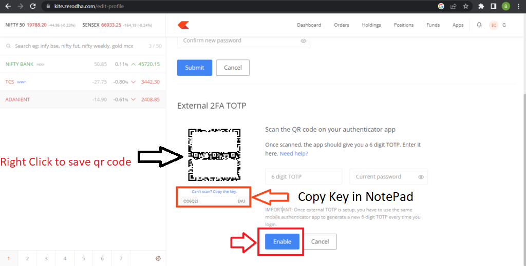 Click on “Can’t scan? Copy the key” it will automatically copy TOTP key