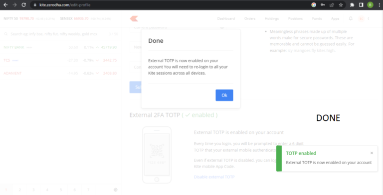 How to set up Google Authenticator OTP (TOTP) to log in to Kite? Zerodha