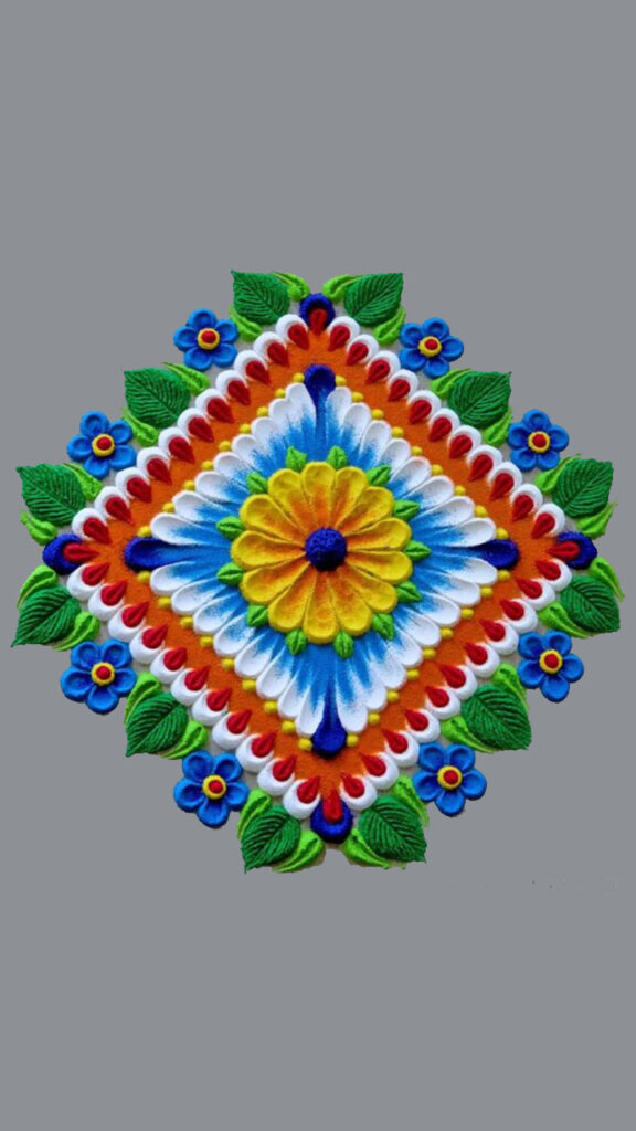 multi colored diwali rangoli designs